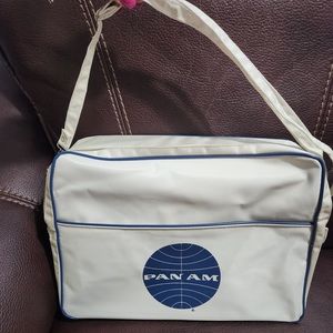 Pan Am white vintage messenger bag gently used